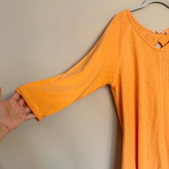Soft Surroundings Tunic Top Anisa Orange Keyhole Back Exposed Seam Size L - Picture 6 of 15